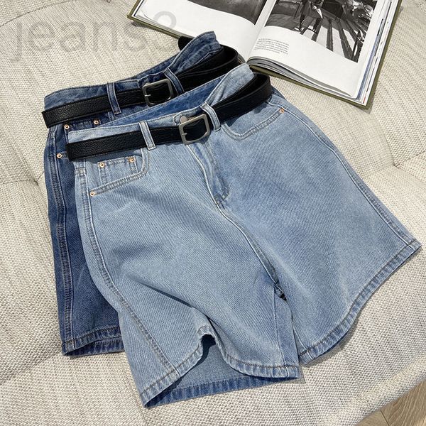 

women's jeans designer 2022 summer new denim shorts korean version simple fashion cover meat high waist thin wide leg pants women lrt9, Blue