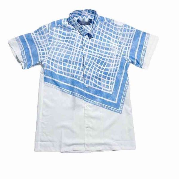 

designer casual shirt jacque checkerboard print short-sleeved shirts summer retro loose t-shirt letter embroidery european american hip-hop, White;black