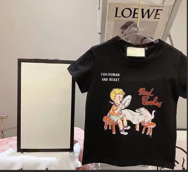 

kids cotton t-shirts short sleeve tees boys girls children casual letters printed pattern pullover big 0-16t black and more colors, Blue