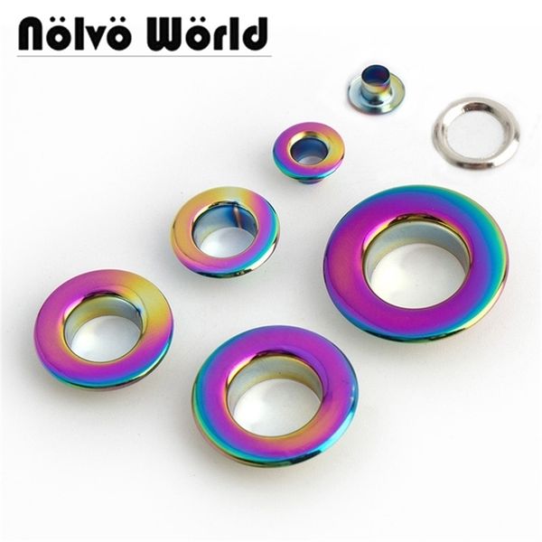 

20-100pcs 6 size 4.5-5-8-10-12-13.5mm rainbow pushed grommet bags metal fitting hardware accessory pressed round eyelets 220601, Black