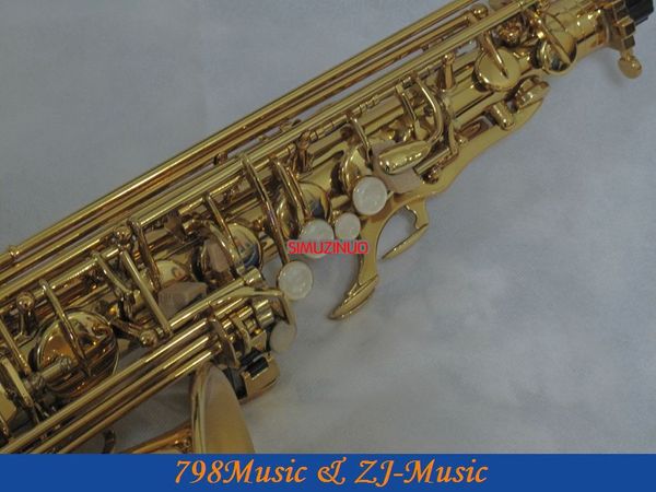 

new gold lacquer eb alto saxophone high f# with case