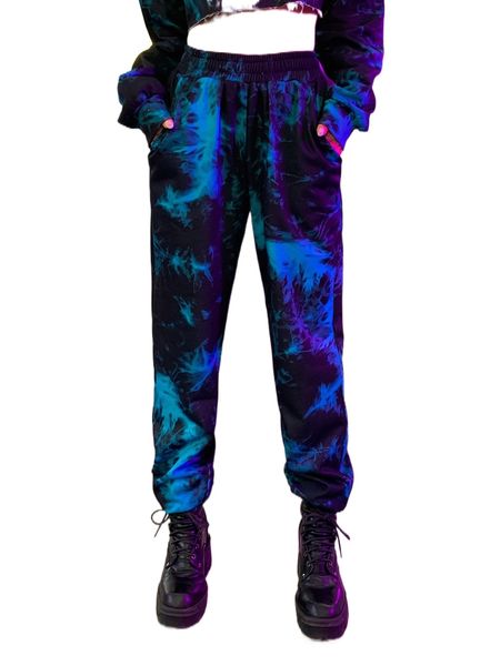 

meysi kim tie dye elastic waist sweatpants m1xc#, Black;white