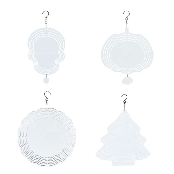 

8 inch sublimation blank wind spinner white aluminium metal hanging spinners blanks for diy double sides printable garden decoration crafts