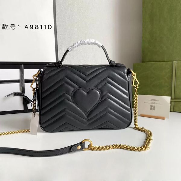 alta qualità Original Newset Donna Marmont Lady Borse a tracolla Love heart V Wave Pattern Satchel Borsa a tracolla in vera pelle Catena Farfalla Borse Borsa H8CG