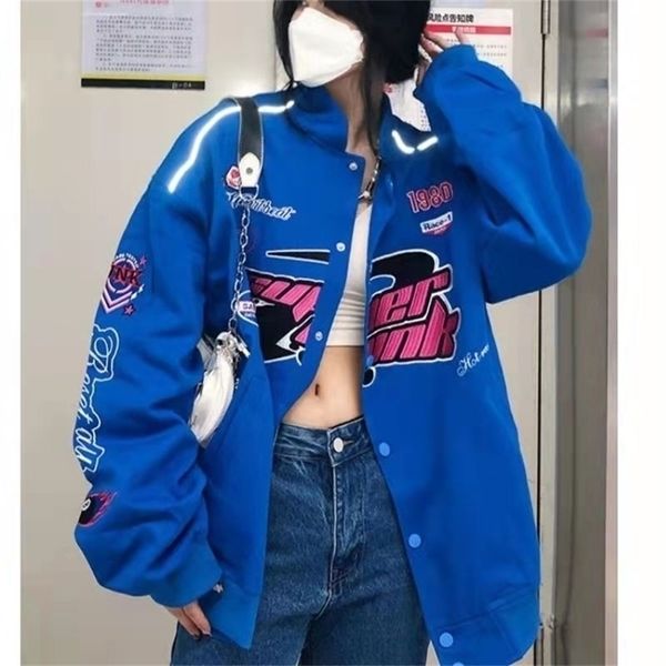 

spring and autumn retro old school racing baseball uniform jacket men women ins br motorcycle coat 220817, Black;brown
