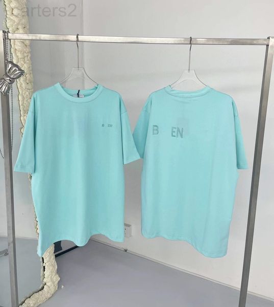 

women's t-shirt designer 2022 spring and summer new paris front back letters embroidery mint green fashion large os loose couple short, White