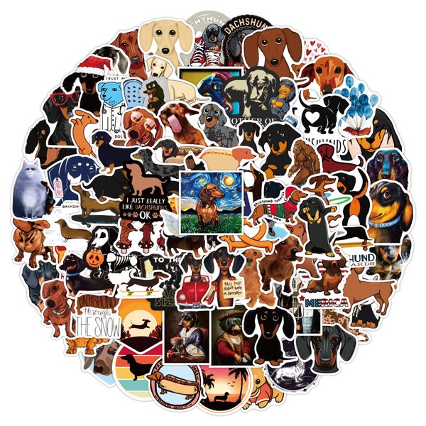 

50 pcs new dachshund cartoon anime cute stickers aesthetics for lapdiy skateboard luggage phone waterproof decals kids toys