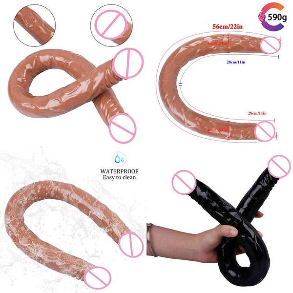 Nxy-Dildos, 55 cm, 22 Zoll, supergroßer realistischer Dildo für lesbische Masturbator-Sexprodukte, doppelseitiger Dong-Penis, Mädchen-Analspielzeug, 220420