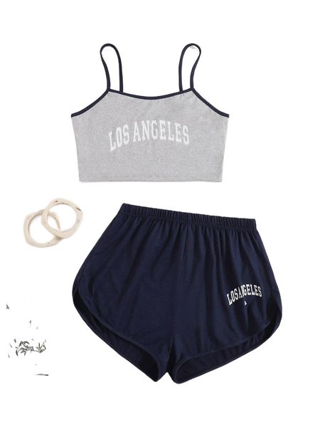 

letter graphic cami pj set y7sn#, Black;red