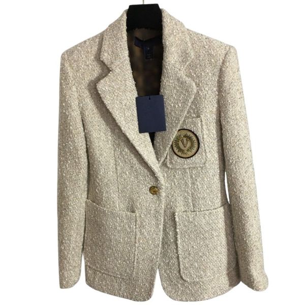 

women's girls vintage tweed designer blazer peacoat tailored jacket coat milan runway brand luxury designer dress letter embroidery su, Black;brown