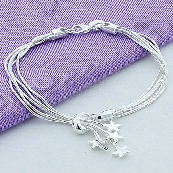 

925 sterling silver five snake chain starfish bracelet for woman fashion glamour wedding engagement jewelry, Black