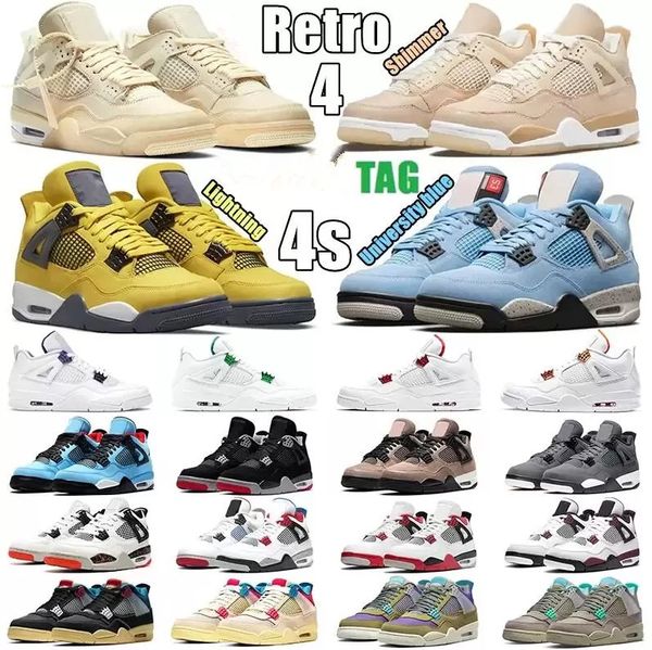 

2pairs/ups bred 4 4s mens jumpman shoes mid red thunder fire red sail white oreo military black cat university blue infrared women sneakers