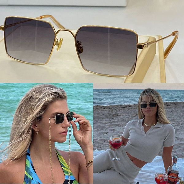 Praia Retangle Designer Sunglasses para Mulheres Homens de Ouro Metal Estreito Quadro Sun óculos Templo Rotulação 40180U Protege UVA Alta Qualidade Drive A Carro Vidros Retro