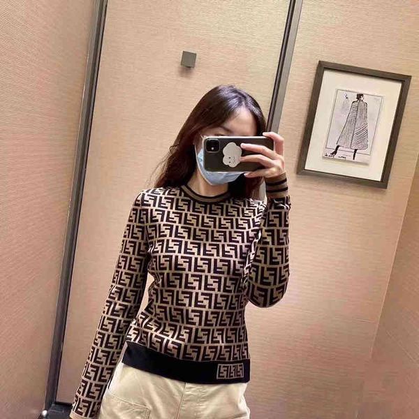 

2022 latest brand fashion design trend men's and women's same sweater double f letter round knitted long sleeve t-shirt new slim f, White;black