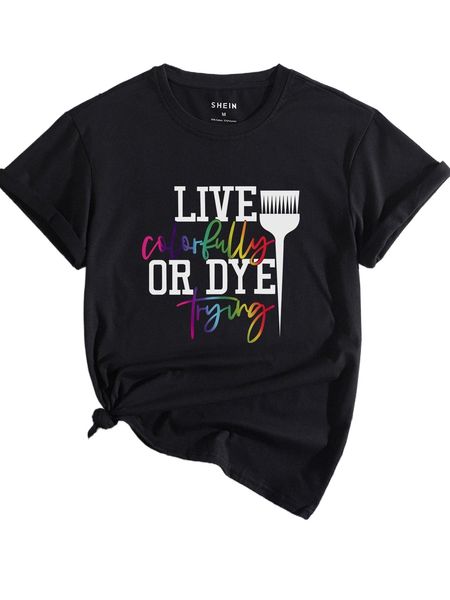 

slogan & brush print tee h9mf#, White