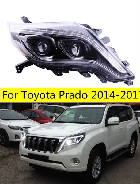 Lampada frontale per auto per Toyota Prado Faro a LED 2014-17 Indicatori di direzione Angel Eye Proiettore lente bifocale