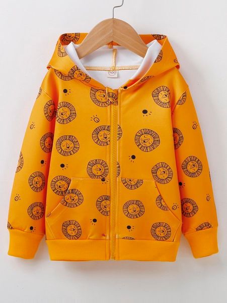 

toddler boys cartoon graphic drop shoulder zipper hooded jacket she, Blue;gray