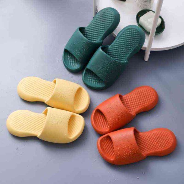 

summer house slides non-slip bathroom women chaussure thick bat sole flat shoe couple female platform indoor pantuflas t220728, Black