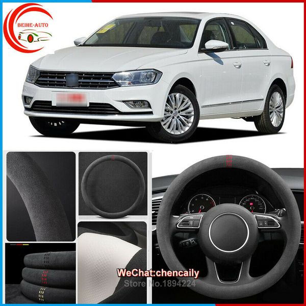 

for volkswagen bora black alcantara suede car steering wheel cover car styling