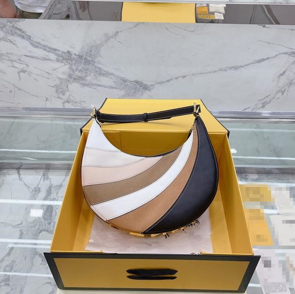 

new half moon leather underarm bag shoulder bags ladies letters pouch gold color letters clutch women brown khaki letter knitting wide strap