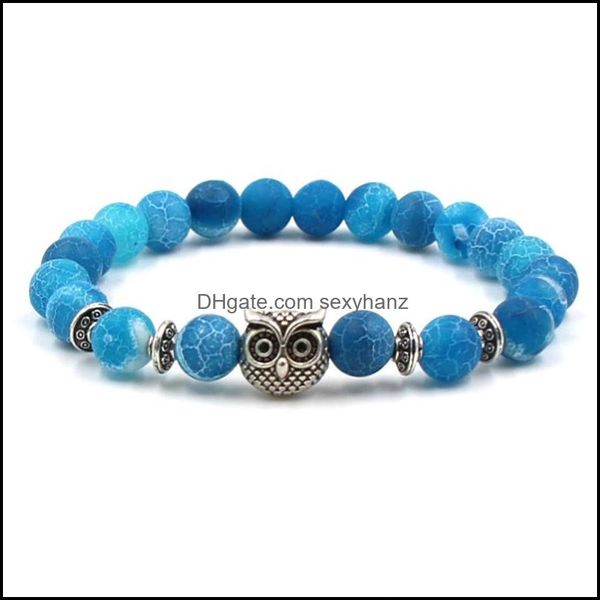 

charm bracelets agate natural stone bracelet blue yoga chakra women men jewelry agates lion owl buddha beads charms sexyhanz dhtwd, Golden;silver