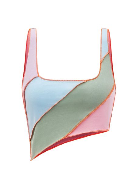 

colorblock contrast stitch asymmetrical hem tank l8k7#, White