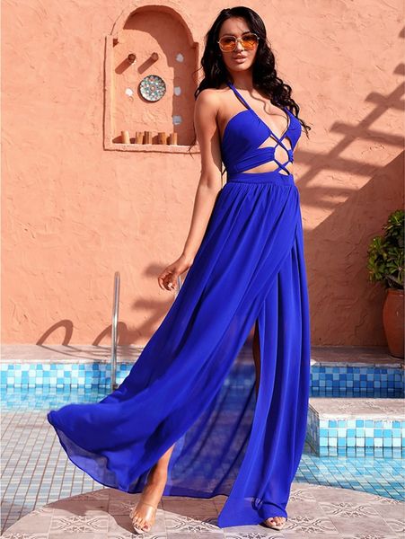 

love&lemonade tie back crisscross wrap cami prom dress c5a9#, Black;gray