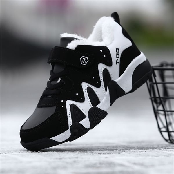 

winter children shoes for kids sneakers boys causal shoes girls sneakers plush lining warm sport fashion sapato infantil lj201202, Black;red