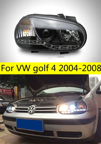 Per VW Golf 4 HA CONDOTTO LA Testa Della Lampada 2004-2008 Faro GTI Car Styling LED Dinamico Indicatori di direzione Abbaglianti Lente luci di marcia diurna