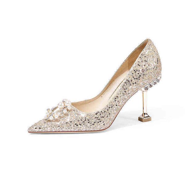 

fashion-sandals luxury rhinestones pearl pointed high heels french bow thin heeled sandals women wedding dress shoes, Black