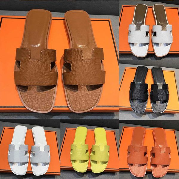 

designer slippers classic flat slides fashion women oran sandals fashion leather slide summer beach sandal red yellow cartoon slipper with b, Black
