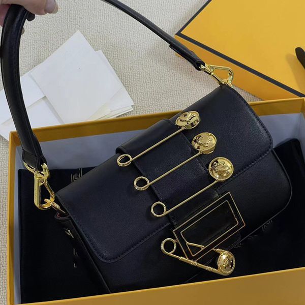 

designer shoulder bags vintage contrast color pin decorative leather women's new handbags fashion multifunctional crossbody bags