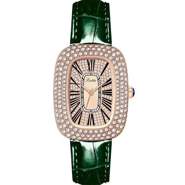Роскошные женские часы дизайнерские часы Ladies Fashion Trend Tuld Diamond Leather ремешок водонепроницаемые Quartz Watch Женщины HFGH