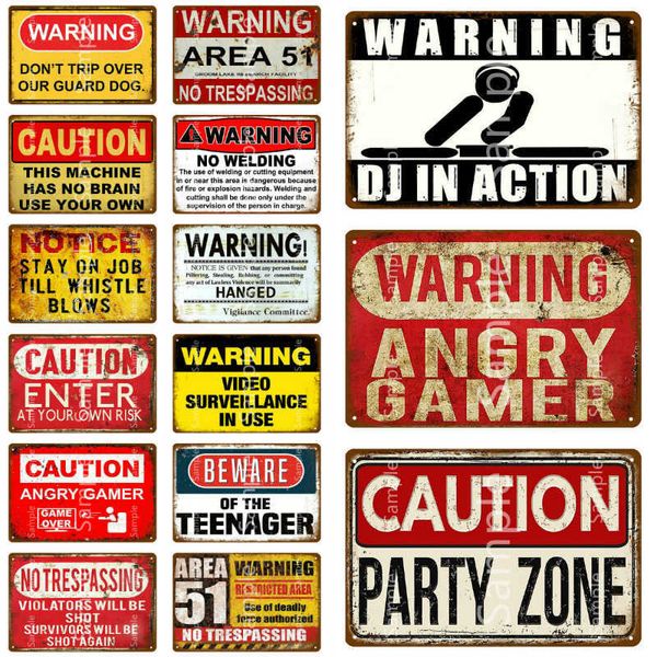 

caution angry gamer metal sign hanging borad party zone iron poster no welding metal warning sign door hanging plaque