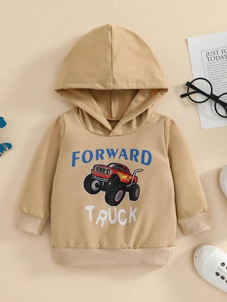 

baby car and letter graphic hoodie she, Black