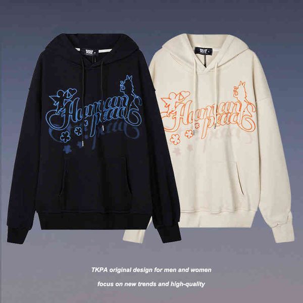 

tkpa american hip hop print hoodie men's and women's national fashion loose bf style couple casual pullover, Black