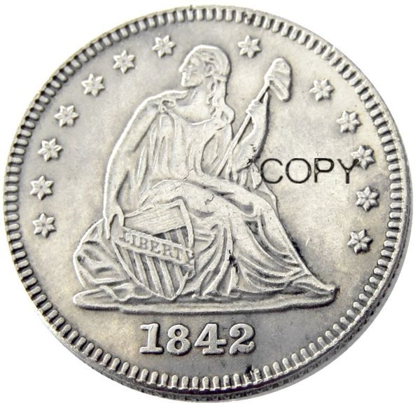 

us 1842-p-o seated liberty quater dollar craft silver plated copy coins metal dies manufacturing factory price