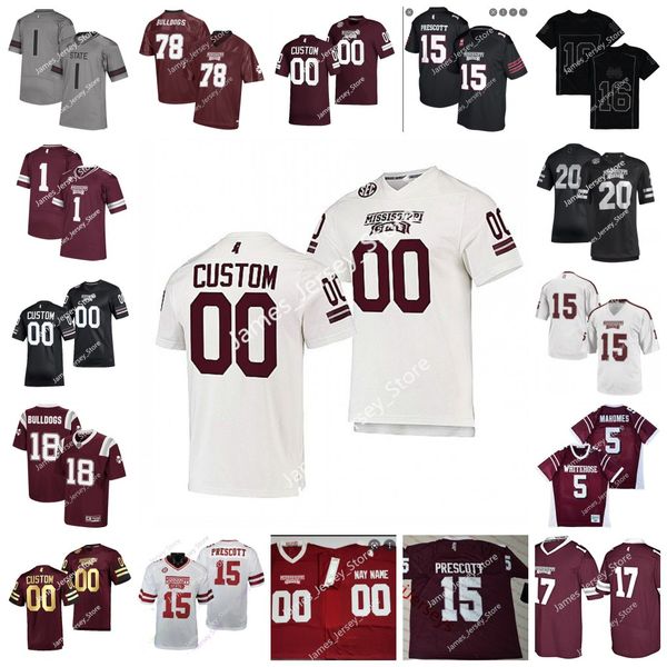 

custom mississippi state bulldogs stitched football jersey 23 dillon johnson 10 makai polk 11 jaden walley 67 charles cross 12 sawyer robert, Black