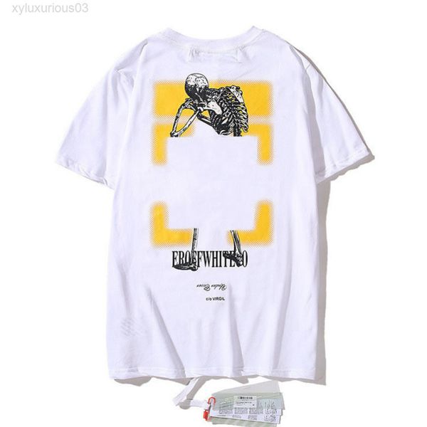 

summer designers shirts men's brand offs fashion oil painting robot back print arrow loose women t-shirts luxury street black, White;black
