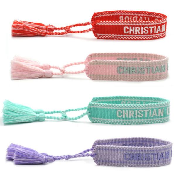 

brand fashion d bracelet adjustable woven friendship luxury bangles for women men designers vintage braided embroidery tassel bracelets jewe, Golden;silver