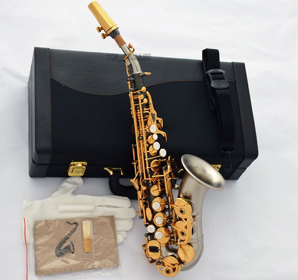 

customized professional curved soprano bb saxophone matt black silver nickel sax