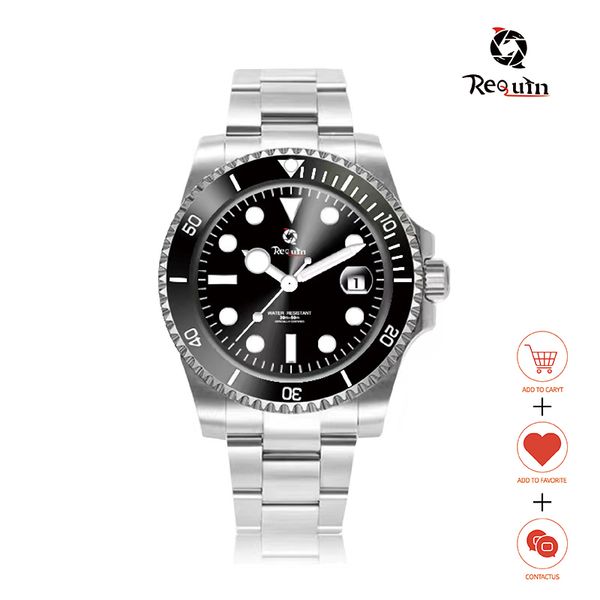 

men's automatic mechanical watch luxury requin brand 126610 diver stainless steel case ceramic bezel sapphire 41mm sliding clasp lumino, Slivery;brown