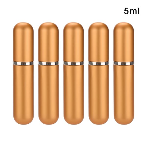 

golden 5ml mini round head perfume spray bottle sub-bottle 5pcs