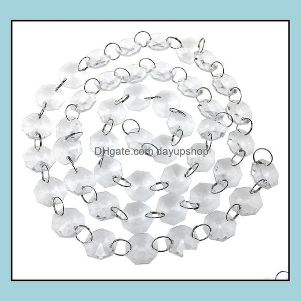 Decoração de festa 14mm Cristal de acrílico de acrílico pendurada Cadeia Siery Ring Garland Curtain Chandelier Casamento Xmas T Dayupshop Dhi6o