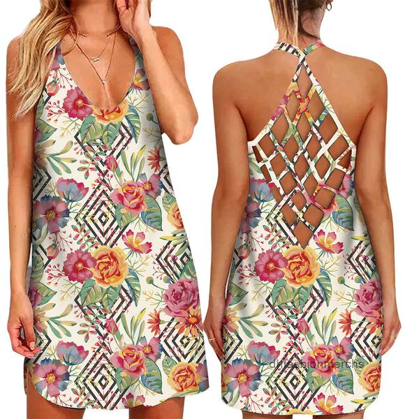 

summer female fashion 3d butterfly floral print mini sleeveless dress hallow out back hawaiian style maxi dresses for women beachwear clubwe, Black;gray