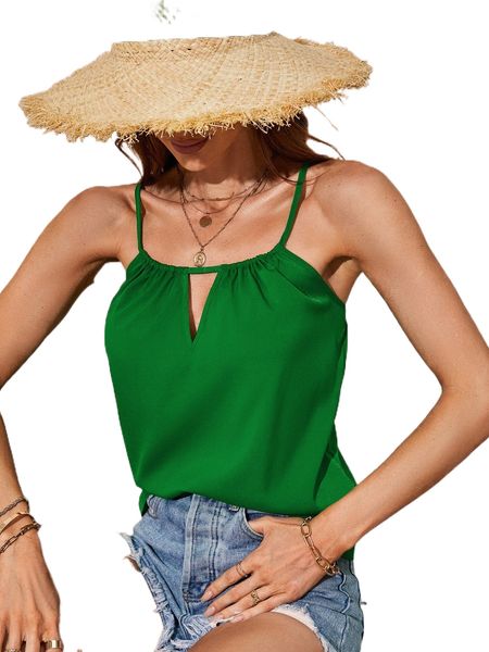 

solid keyhole neckline cami 45mg#, White