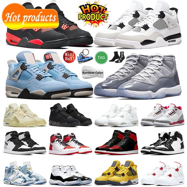 

mens 4 basketball shoes 4s cool grey 11 black cat military black red thunder university blue sail stage haze bred patent trainers sports