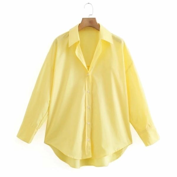 

summer women turndown collar yellow loose blouse female long sleeve shirt casual lady blusas s8868 220419, White