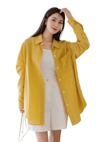 

dazy stripe drop shoulder blouse i3aa#, White