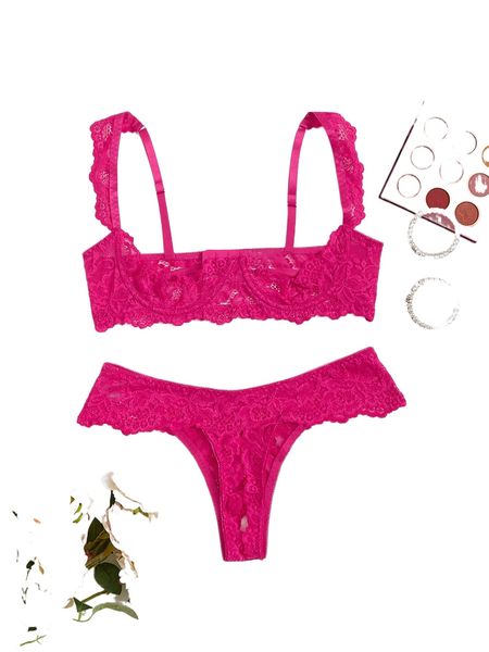 

cut-out lace underwire lingerie set 89vn#, Black;red